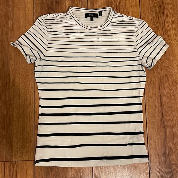 Theory Tops - 𝅺Theory striped Pima cotton tiny tee